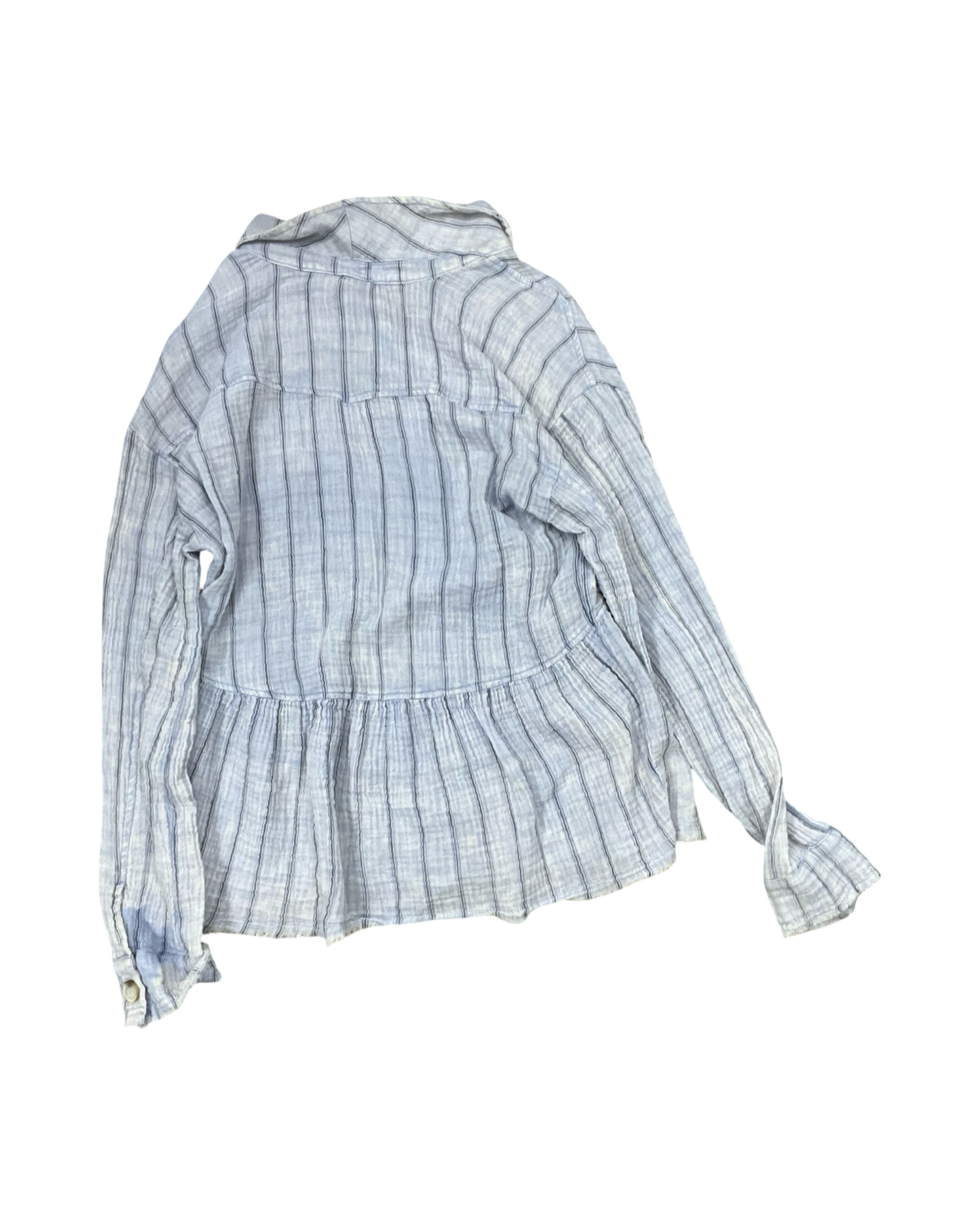 Blouse Ls By Mystree In Blue & White, Size:M