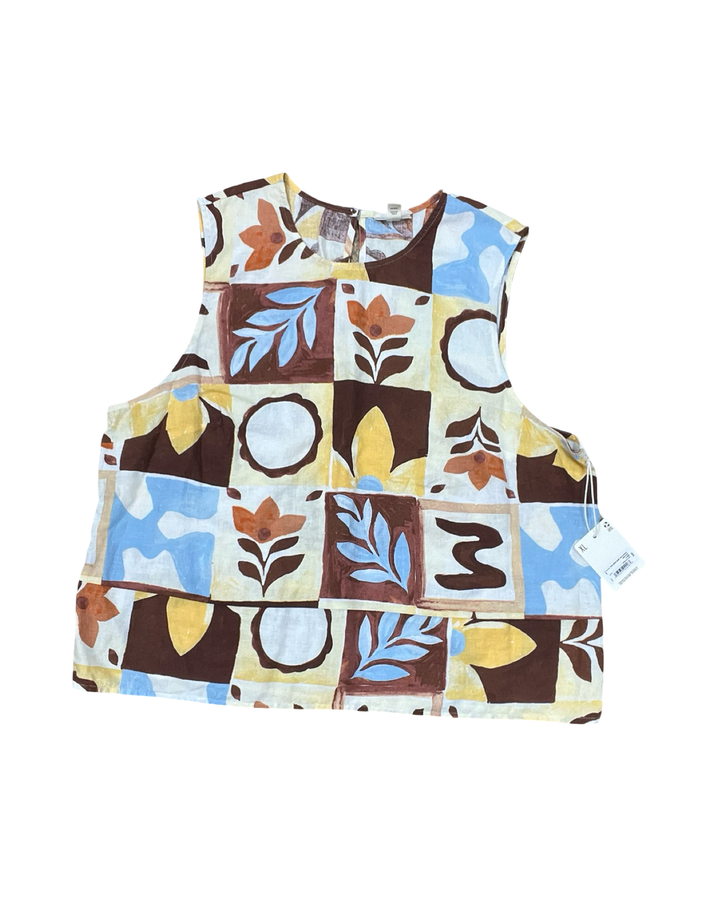 Top Sleeveless By Ana In Tan & Yellow, Size:Xl