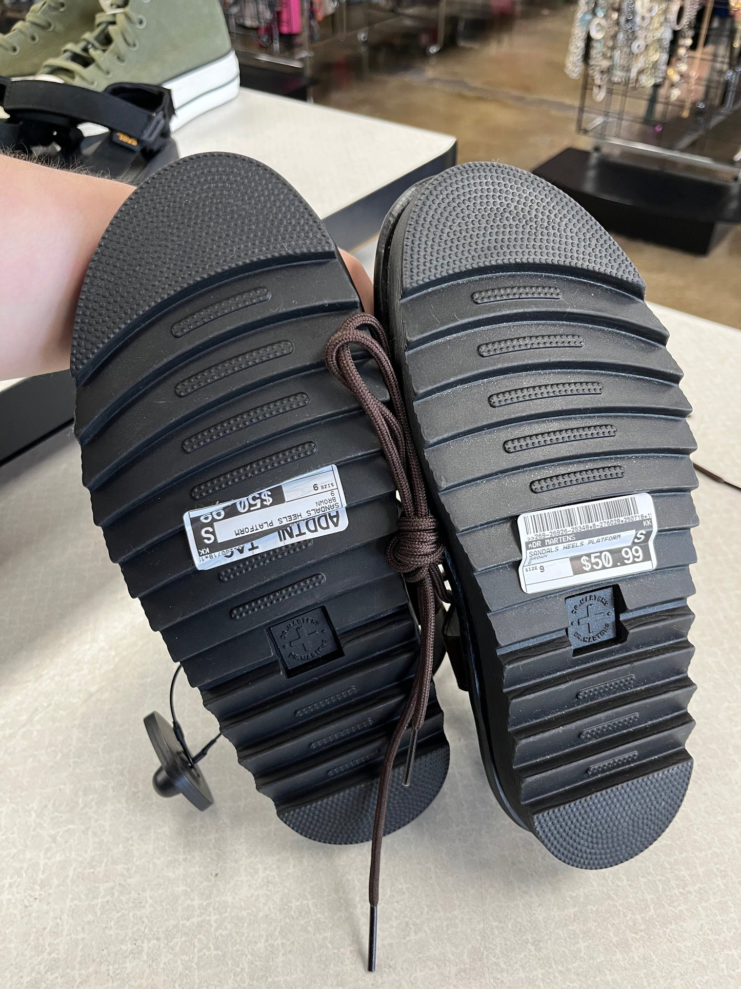 Sandals Heels Platform By Dr Martens In Brown, Size:9