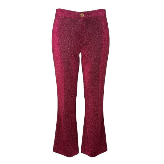 Le Culottes Full Length Sparkle Trousers By Buru In Shimmer Metallic Red, Size: L