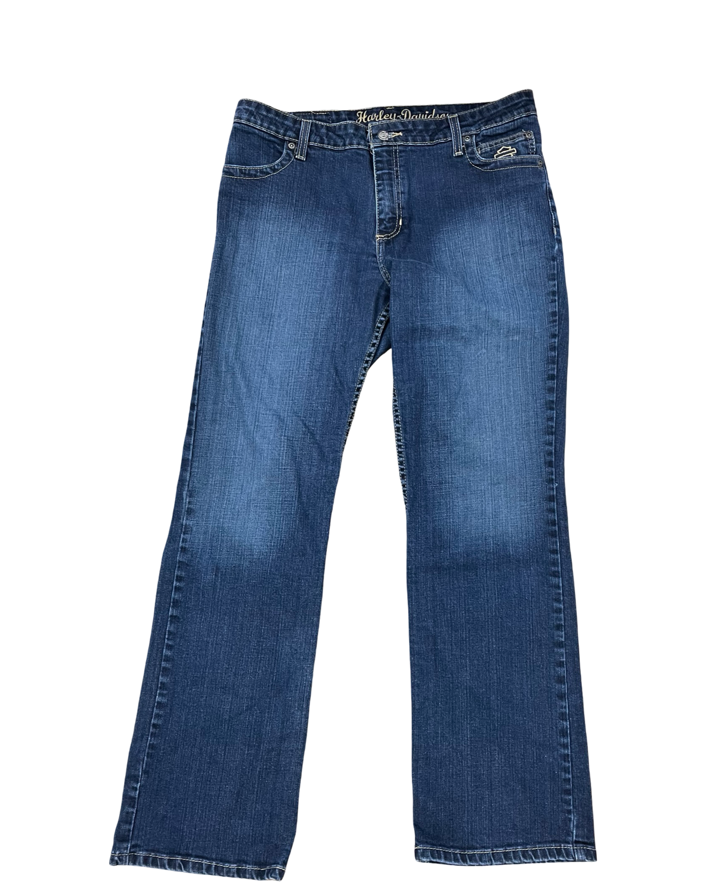 Jeans Straight By Harley Davidson In Blue Denim, Size:14