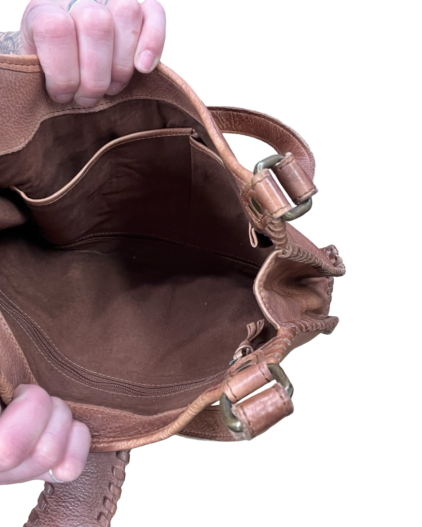 Handbag Leather By Myra In Brown, Size:Medium