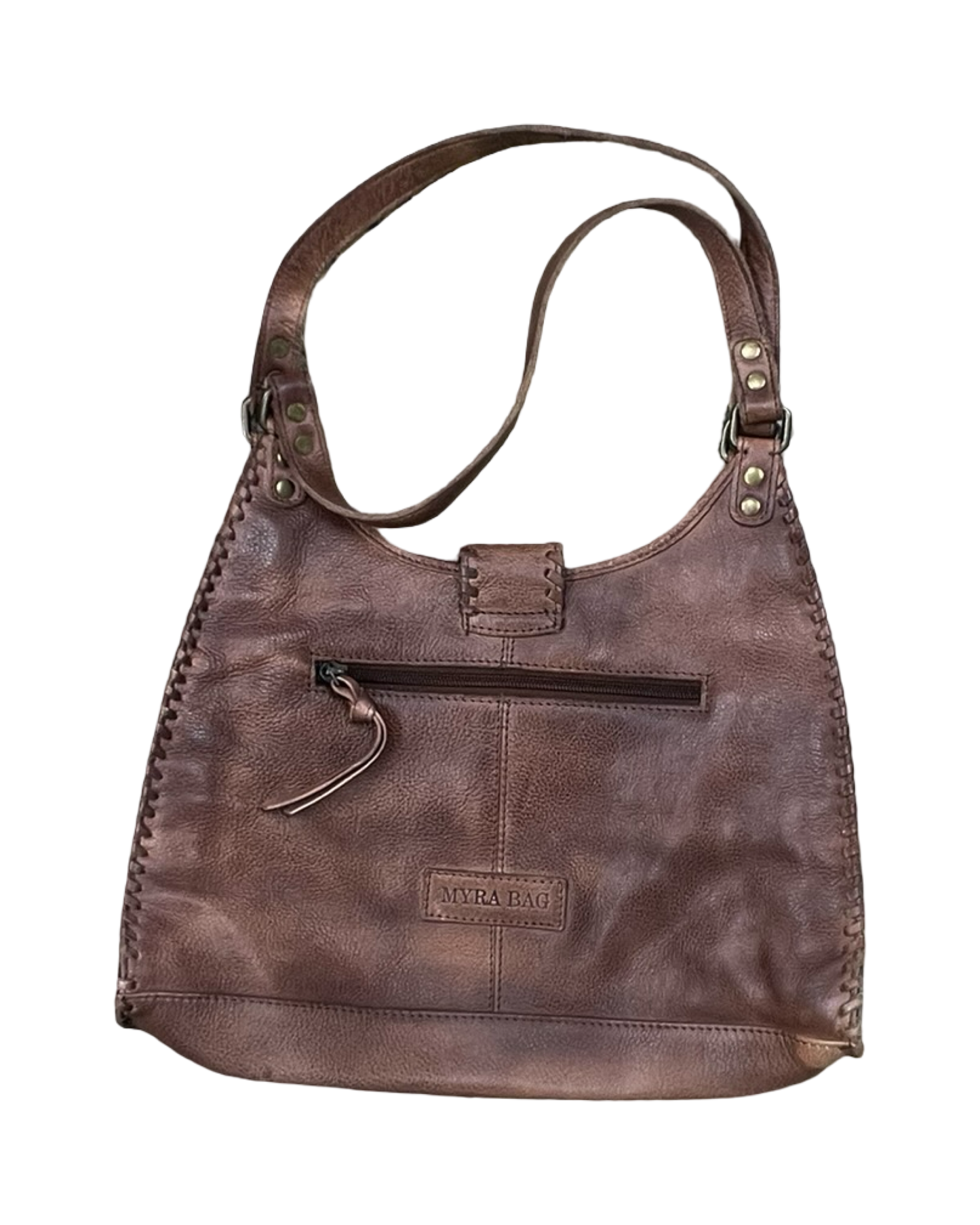 Handbag Leather By Myra In Brown, Size:Medium