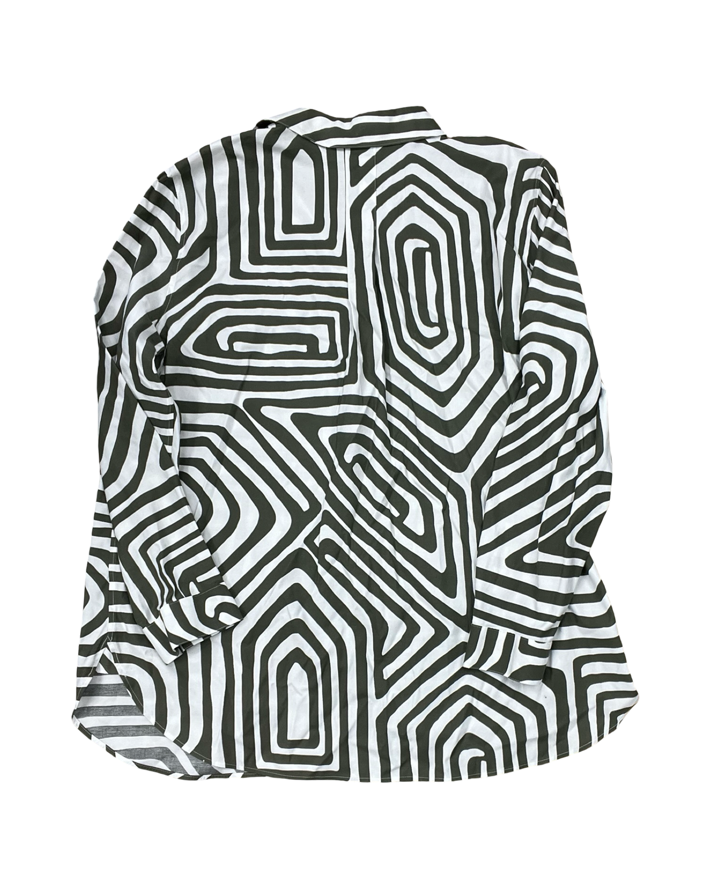 Blouse Ls By Chicos In Green & White, Size:1X