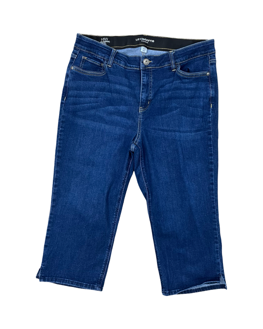Jeans Cropped By Liz Claiborne In Blue Denim, Size:Xl