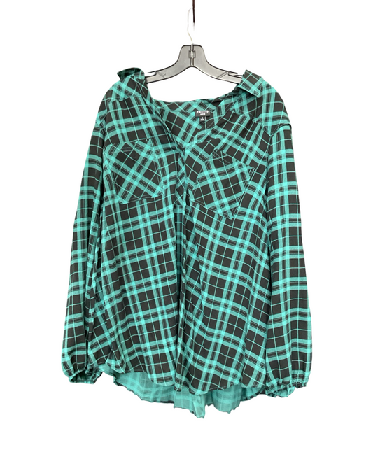Top Ls By Torrid In Black & Green, Size:4X