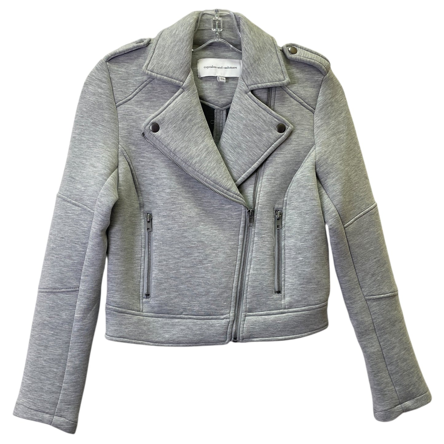 Jacket Moto By Cupcakes And Cashmere In Grey, Size:Xs