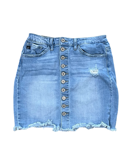 Skirt Mini & Short By Kancan In Blue Denim, Size:M