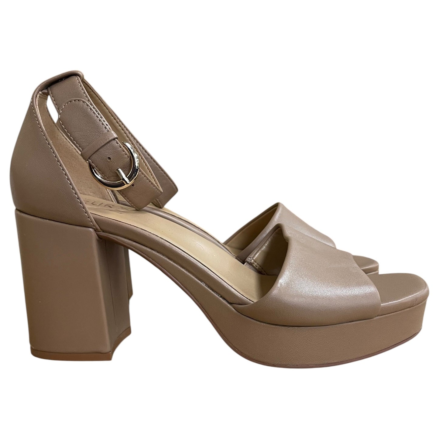 Sandals Heels Block By Naturalizer In Tan, Size:9