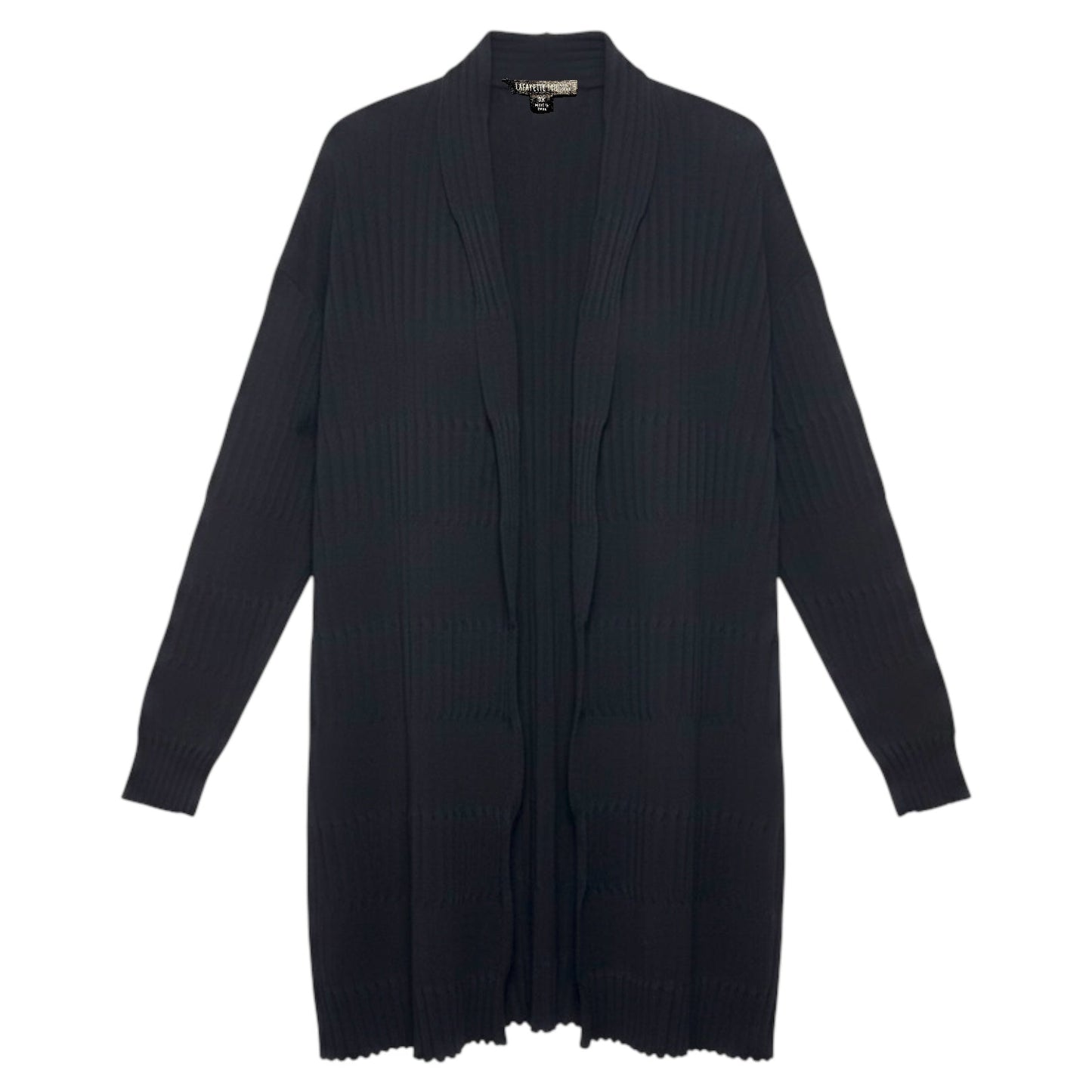 Pleated Sweater Cardigan Designer By Lafayette 148 In Black, Size: 3X