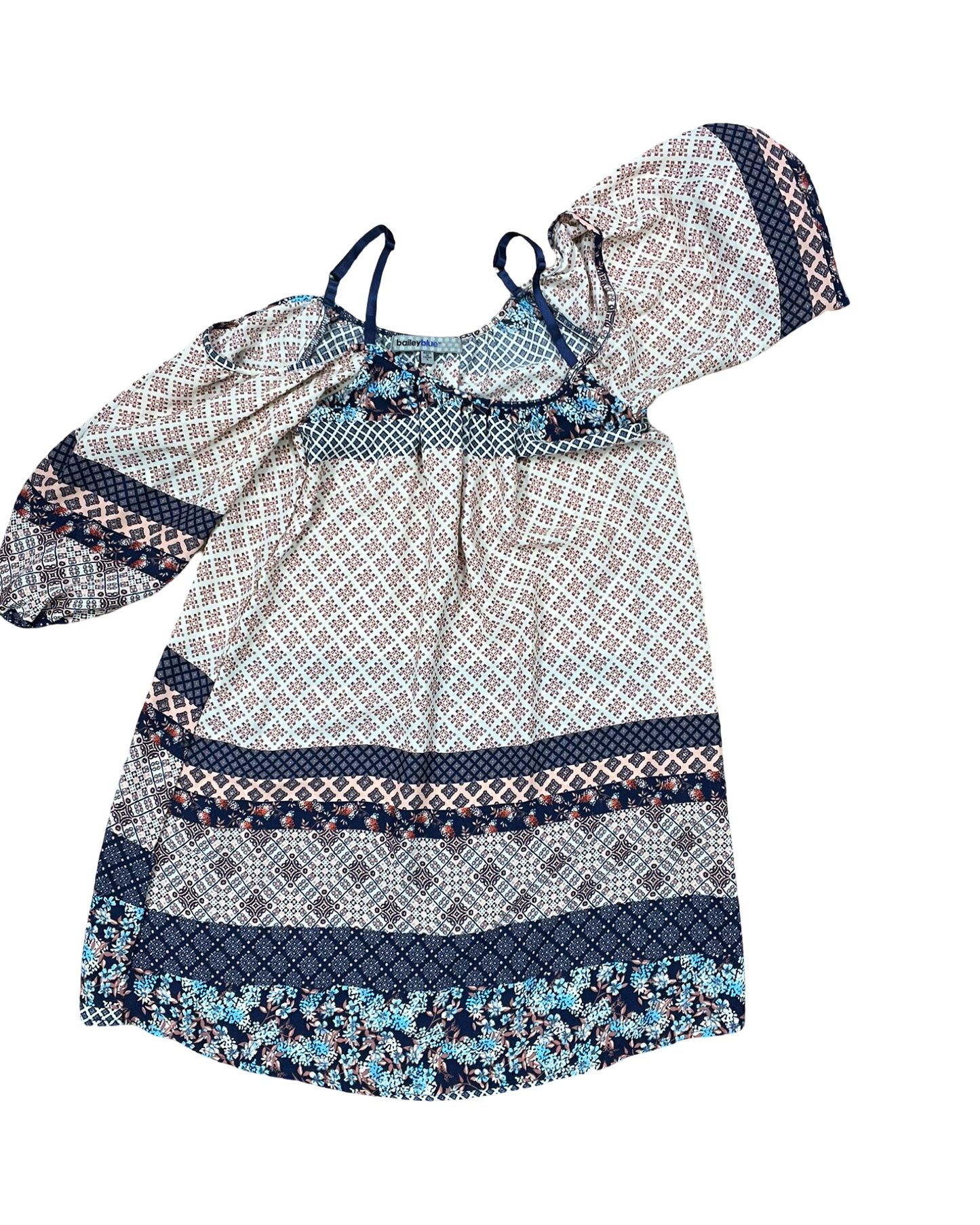 Tunic 3/4 Sleeve By Bailey Blue In Blue & Red & White, Size:S