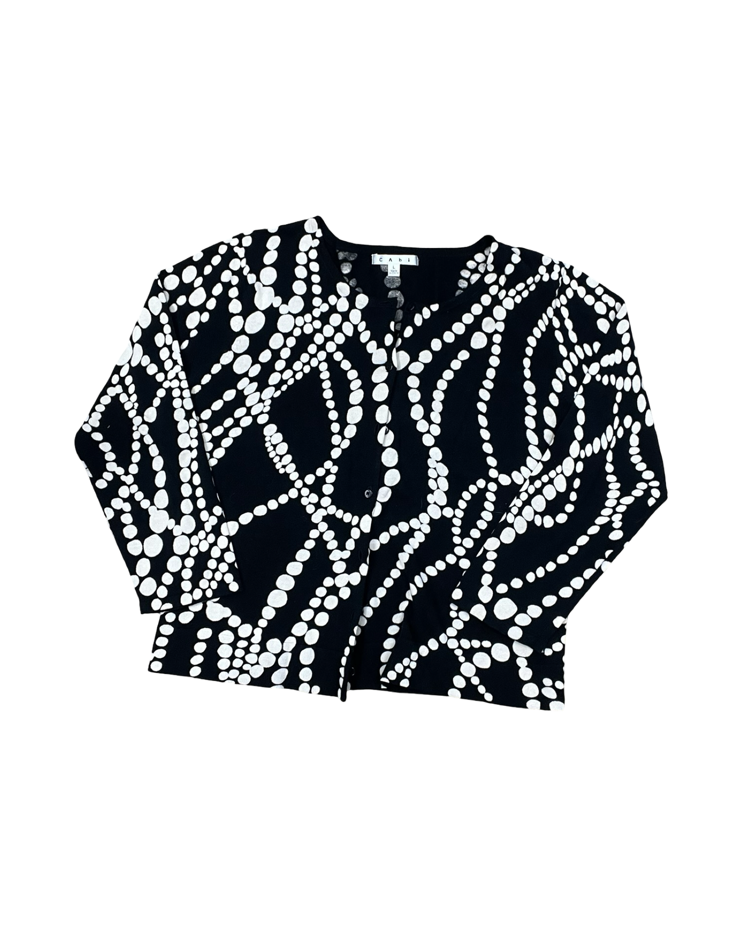 Cardigan By Cabi In Black & Cream, Size:L