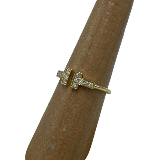 Tiffany & Company 18K Diamond T Luxury Ring, Size: 7