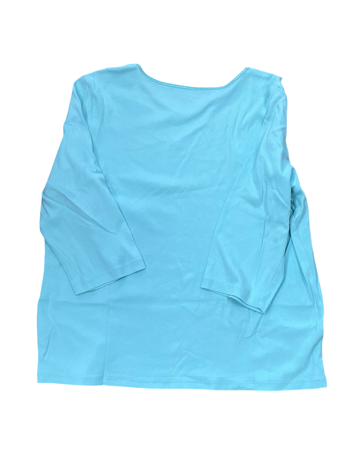 Top 3/4 Sleeve Basic By Cj Banks In Aqua, Size:Xl