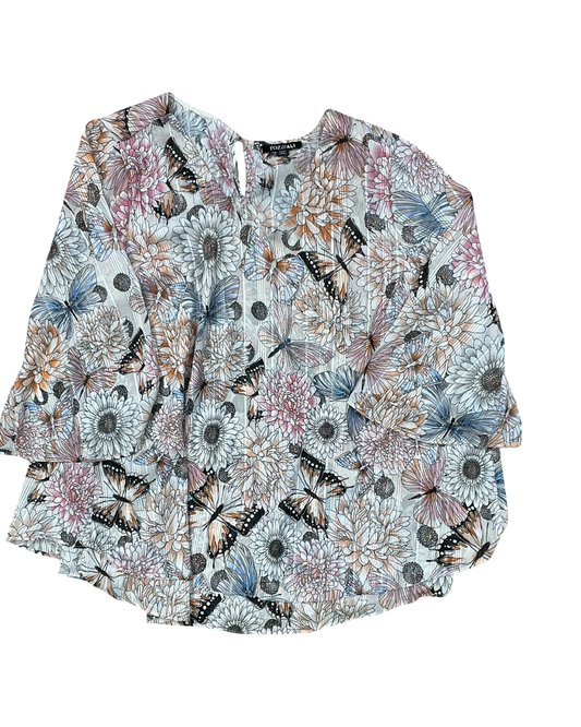 Top Ls By Roz And Ali In Cream & Orange, Size:2X