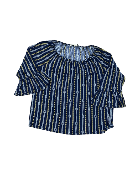 Top 3/4 Sleeve By Michael By Michael Kors In Blue, Size:M