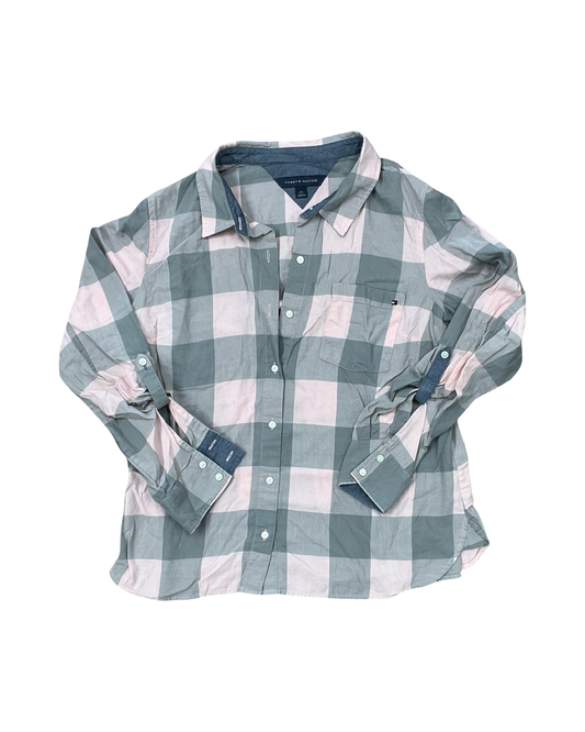 Blouse Ls By Tommy Hilfiger In Grey & Pink, Size:L