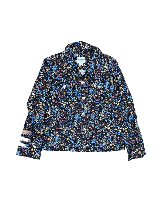 Jacket Denim By Christopher And Banks In Floral Print, Size:Mp