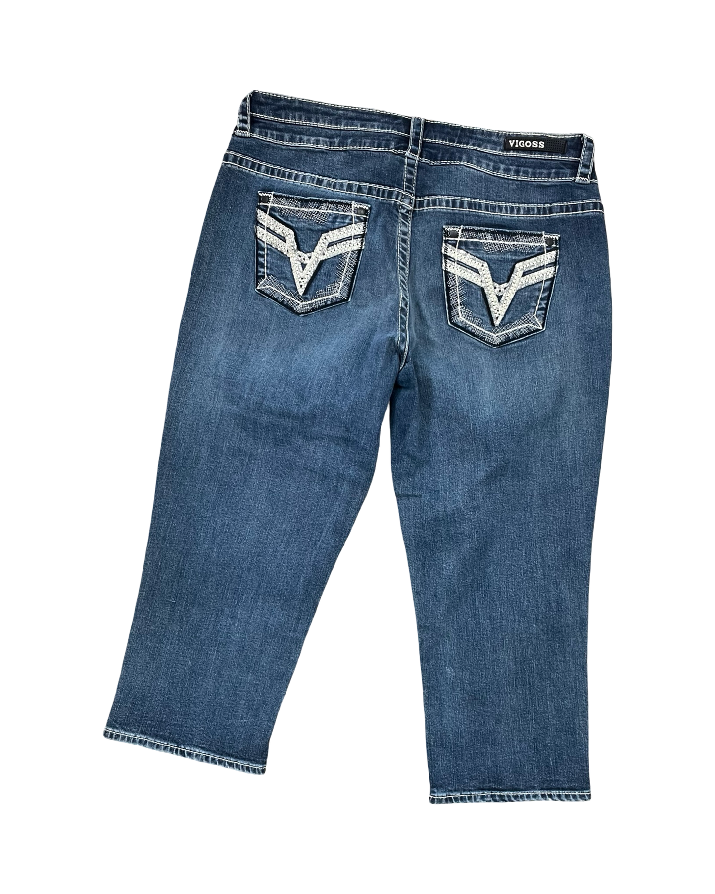 Jeans Cropped By Vigoss In Blue Denim, Size:16