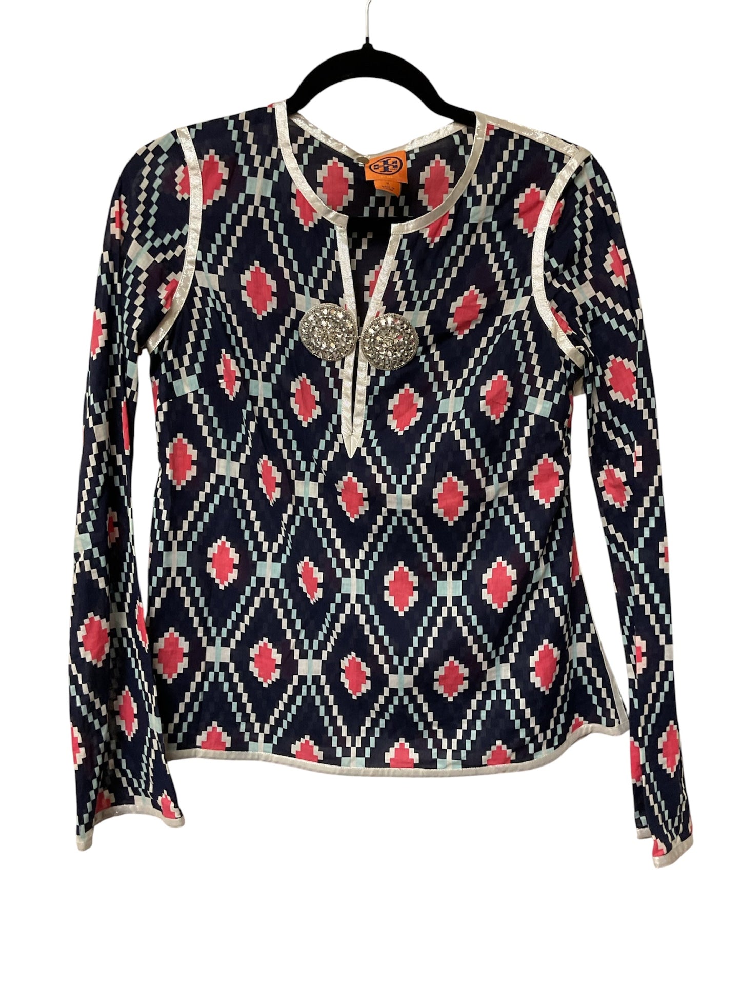 Top Ls Designer By Tory Burch In Blue & Pink, Size:2