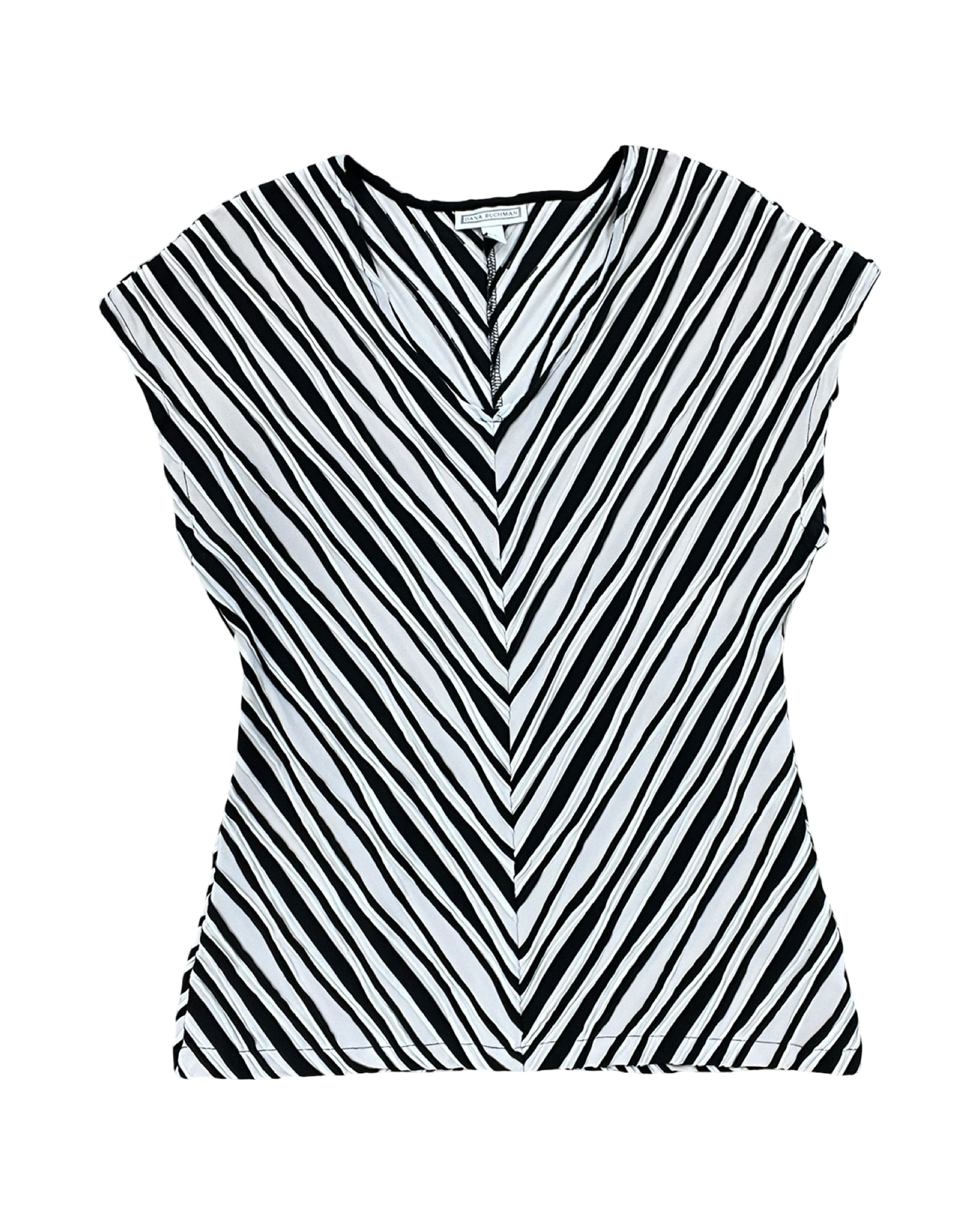 Top Sleeveless By Dana Buchman In Black & Cream, Size:M