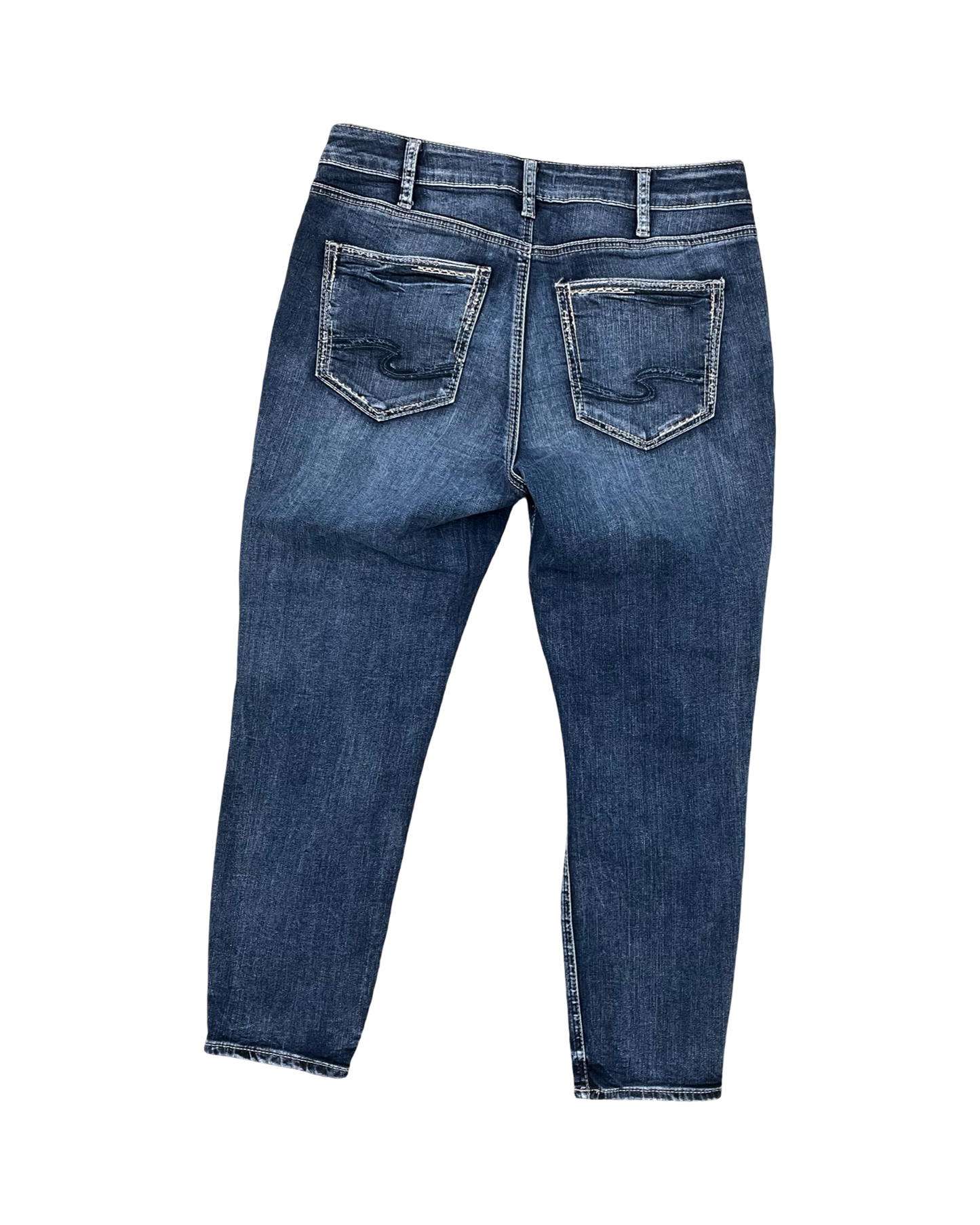 Jeans Cropped By Silver In Blue Denim, Size:18