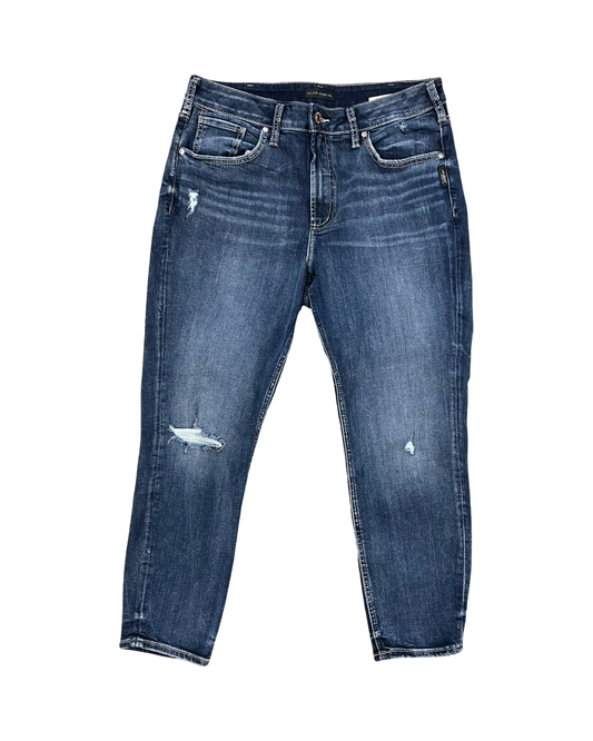 Jeans Cropped By Silver In Blue Denim, Size:18