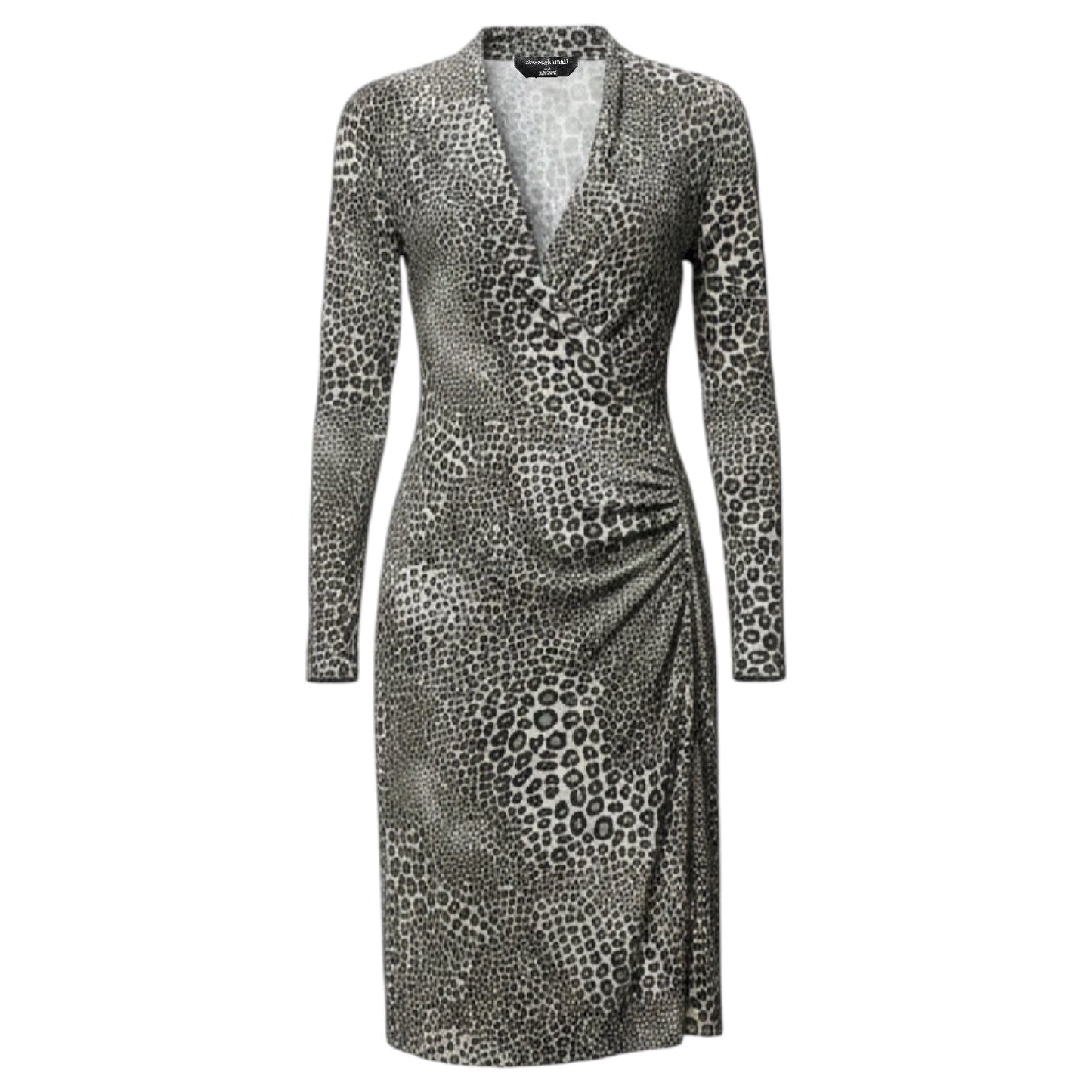 Faux Wrap Dress Casual Midi By Norma Kamali In Animal Print, Size: S