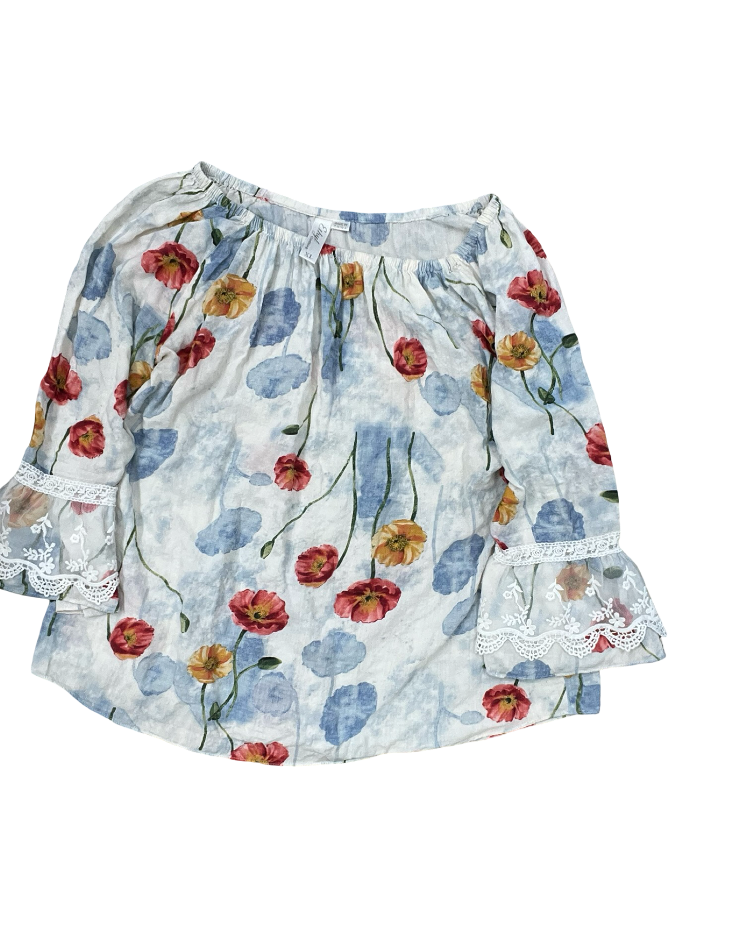 Top 3/4 Sleeve By Ethyl In Blue & White, Size:Xl