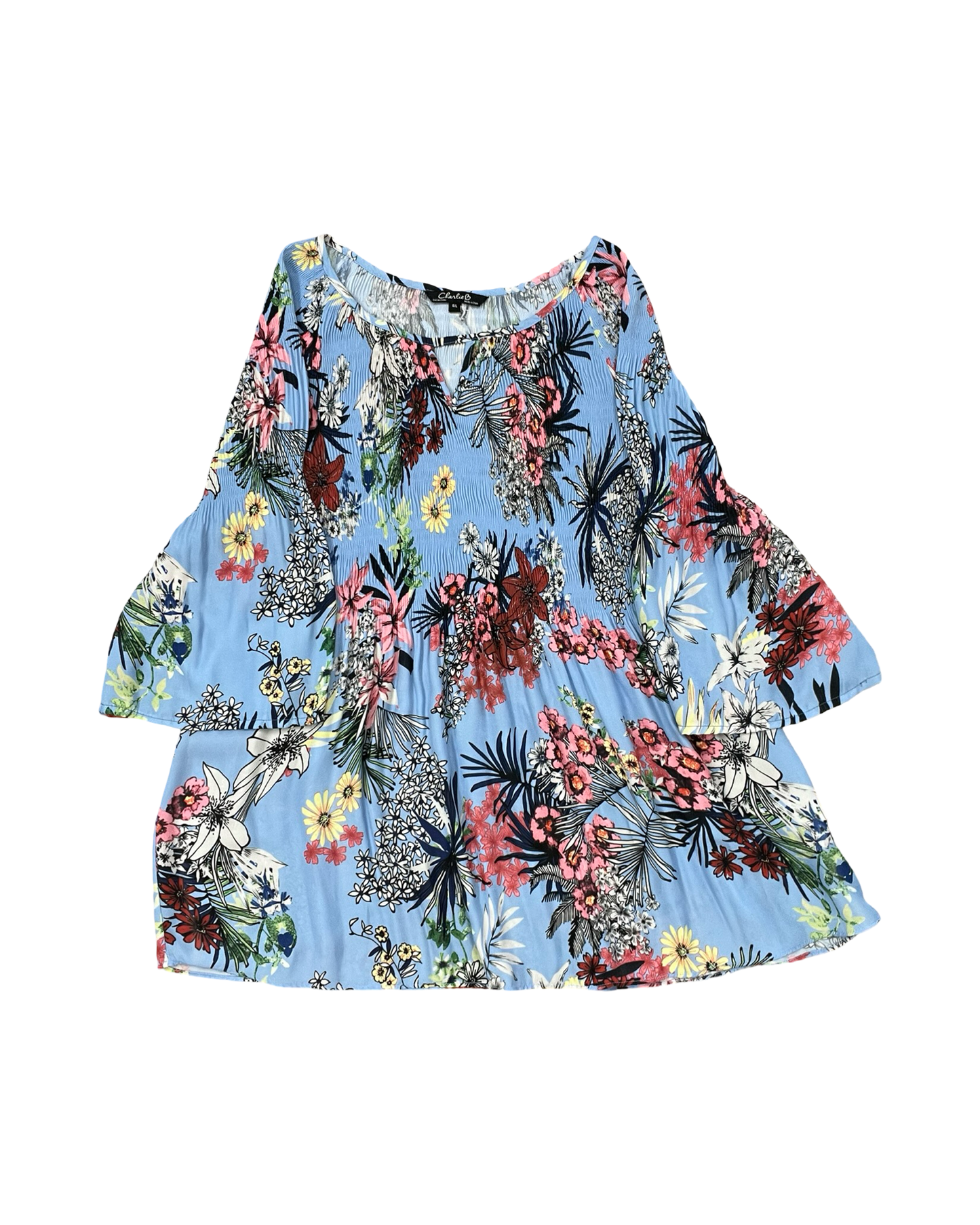 Top 3/4 Sleeve By Charlie B In Blue, Size:L