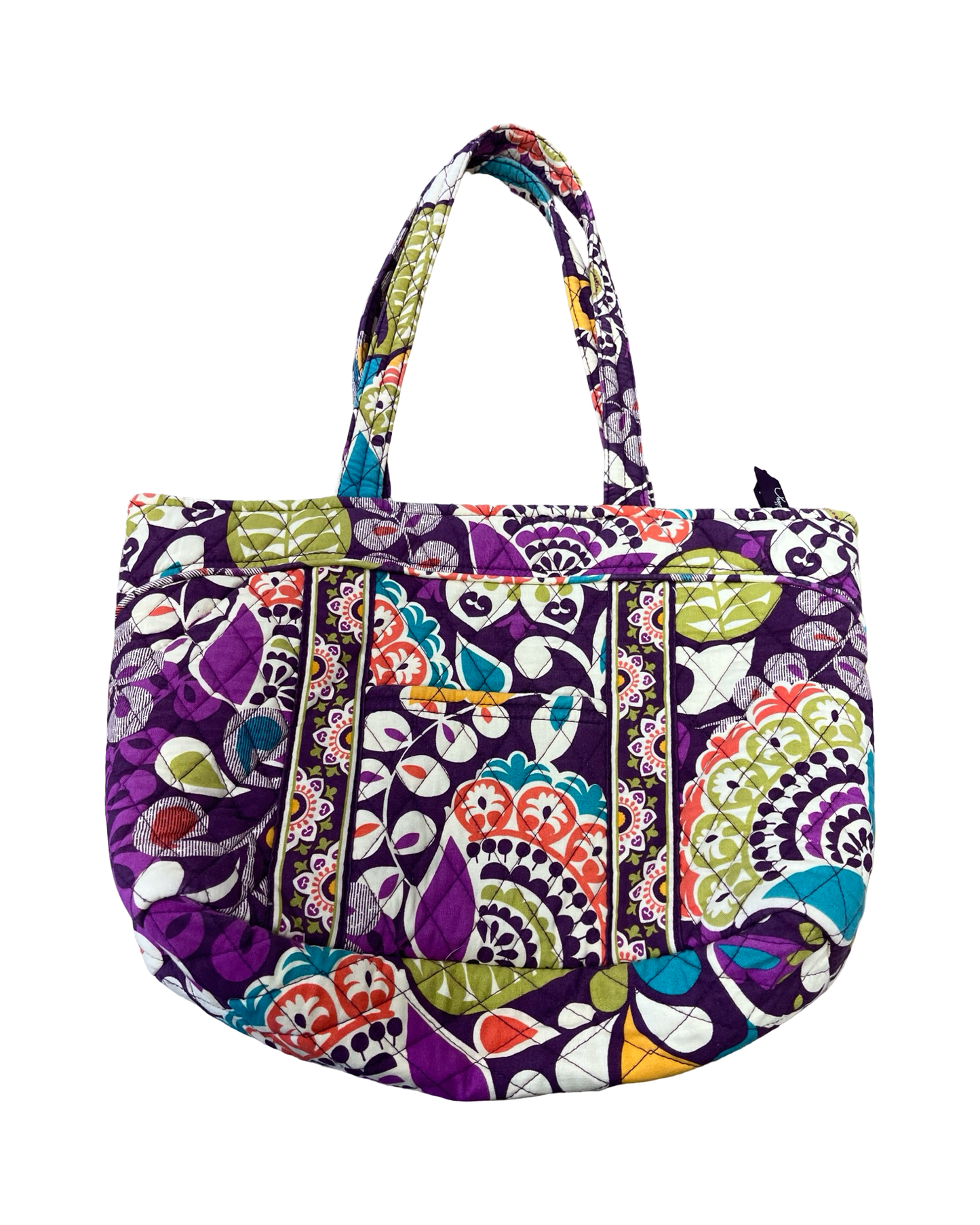 Handbag By Vera Bradley In Cream & Purple, Size:Medium