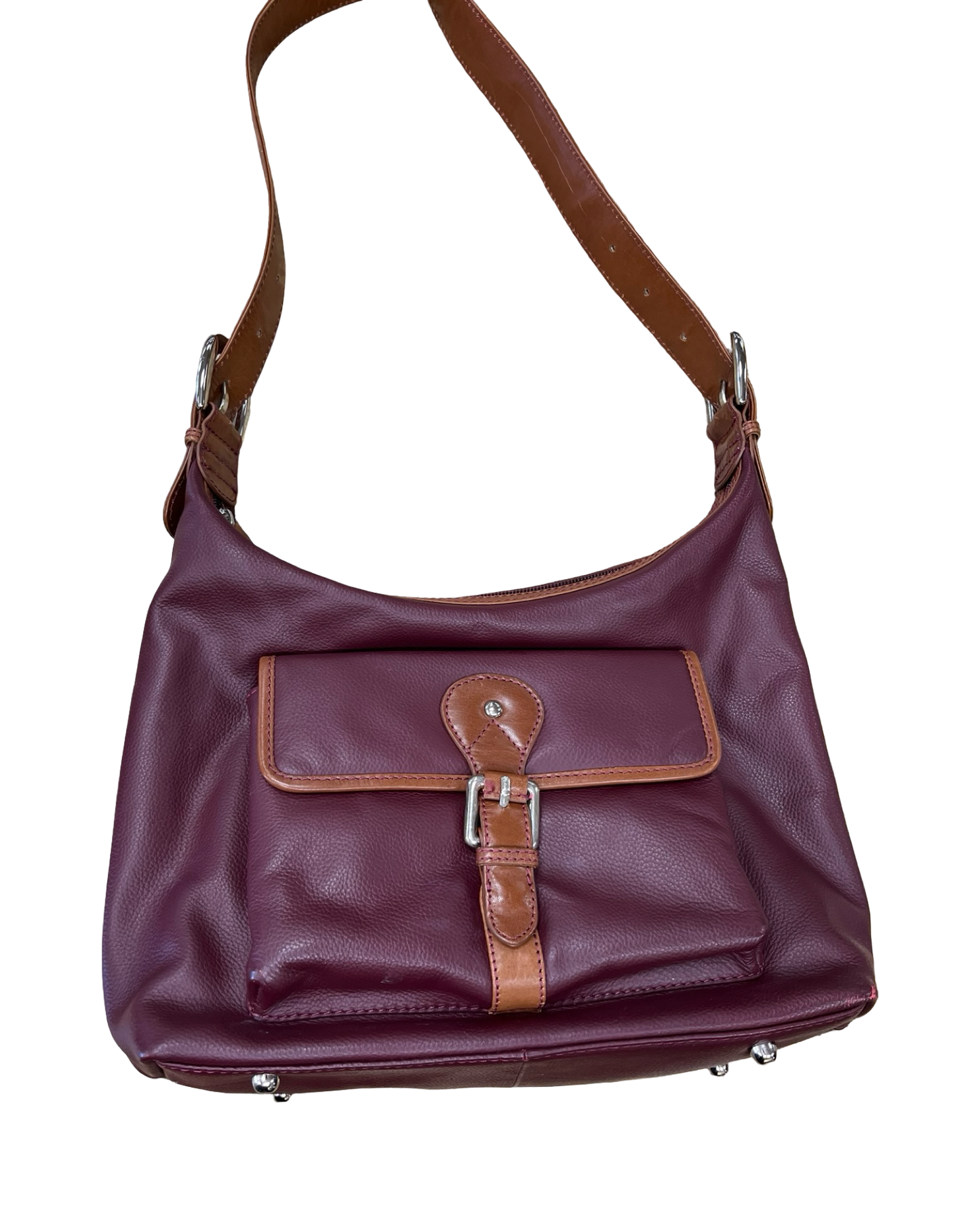 Crossbody Leather By Clothes Mentor In Maroon, Size:Medium
