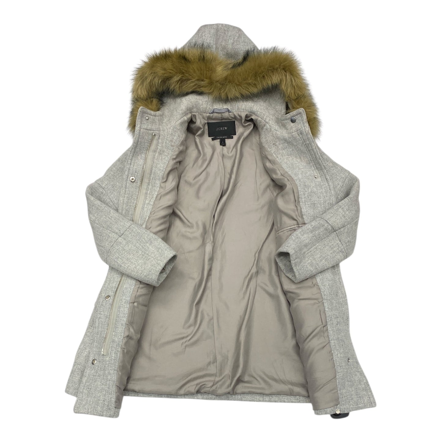 Coat Wool By J. Crew In Grey, Size:2