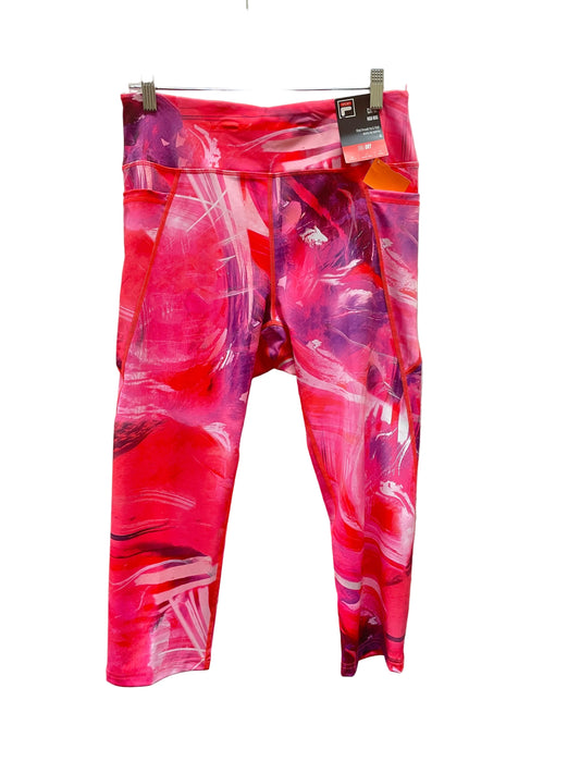 Athletic Leggings By Fila In Pink, Size:Xl