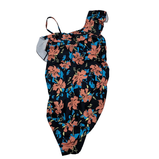 FLORAL PRINT    CLOTHES MENTOR MAT SWIMSUIT, Size L