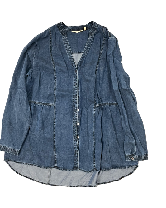 Tunic Ls By Soft Surroundings In Blue Denim, Size:1X