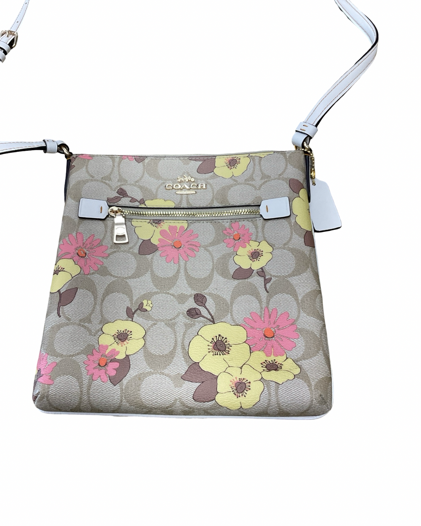 Crossbody Designer By Coach In Tan, Size:Small