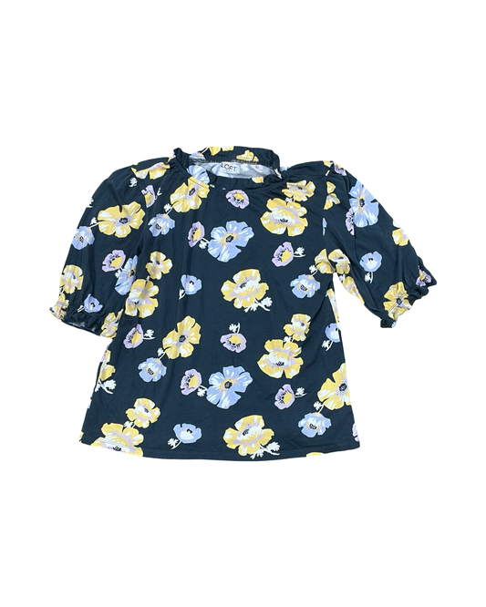 Top Ss By Loft In Grey & Yellow, Size:M