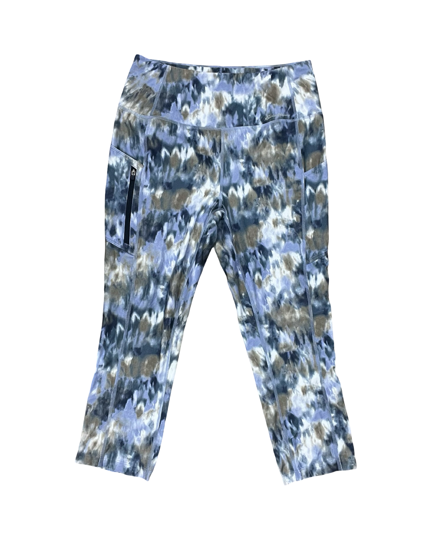 Athletic Capris By Eddie Bauer In Blue & Cream, Size:M