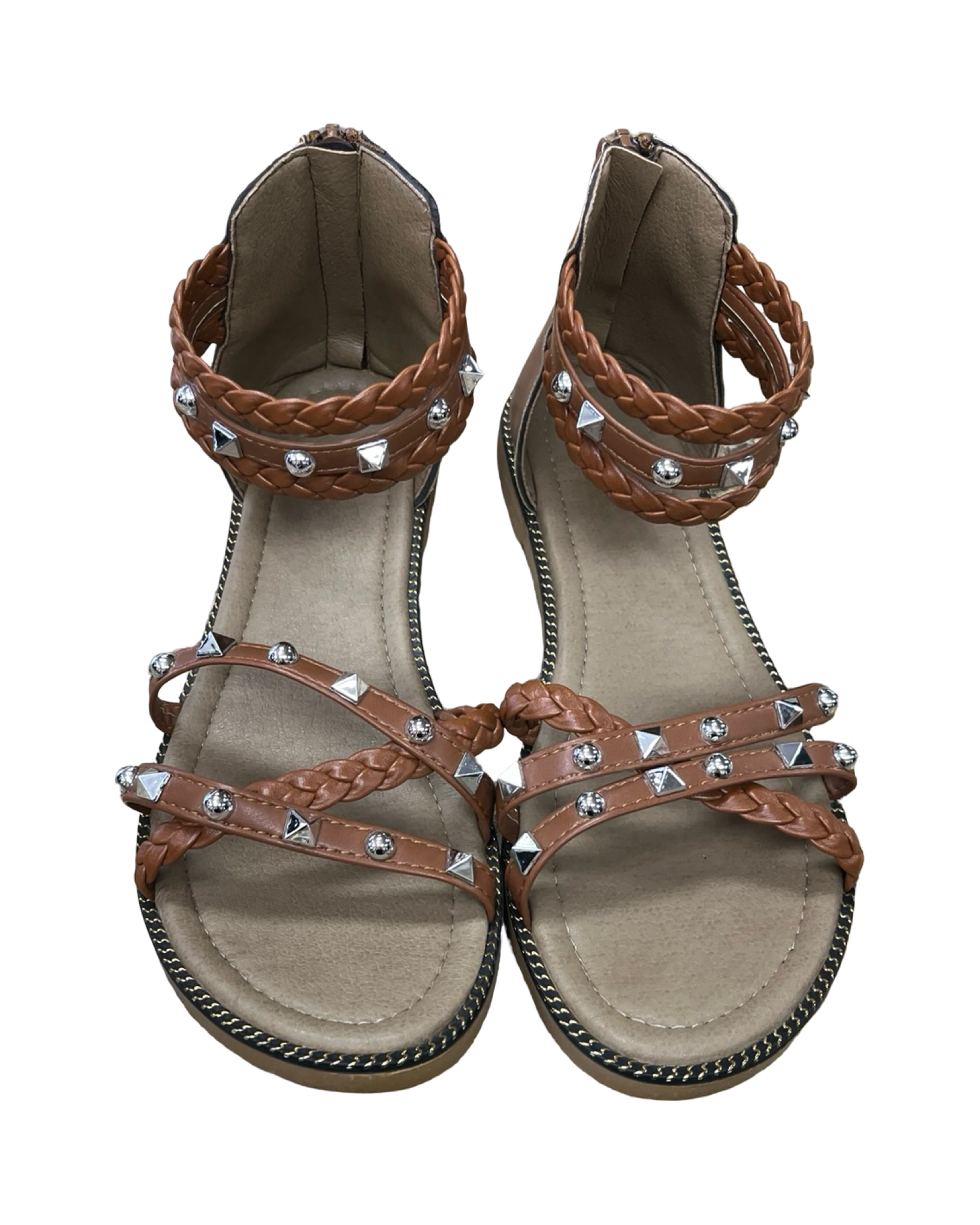 Sandals Flats By Clothes Mentor In Brown, Size:8.5