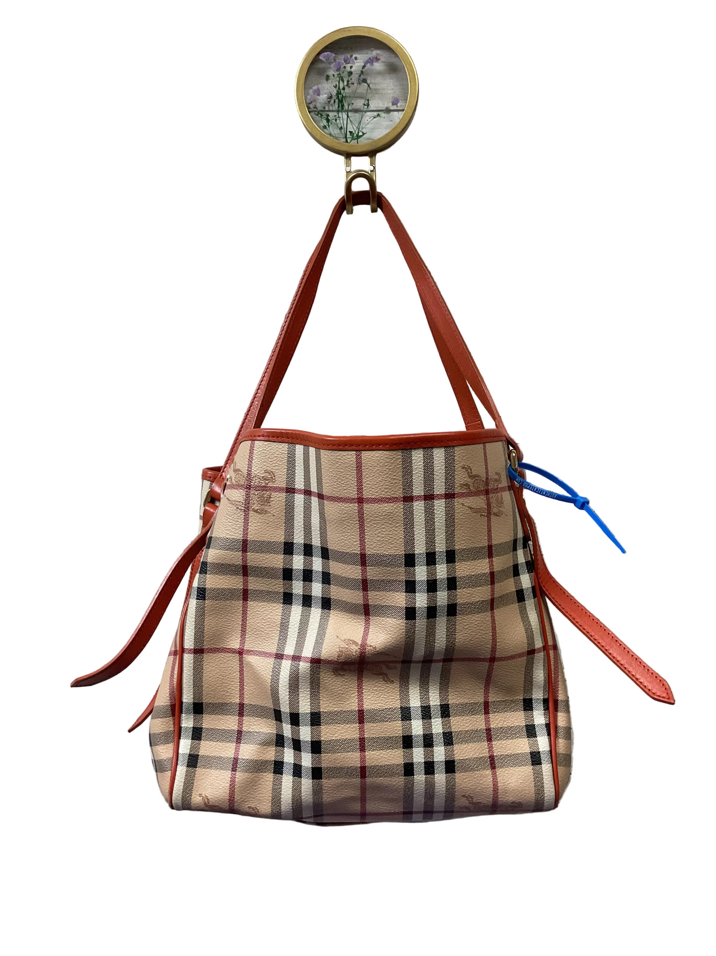 Handbag Luxury Designer By Burberry In Plaid Pattern, Size:Large