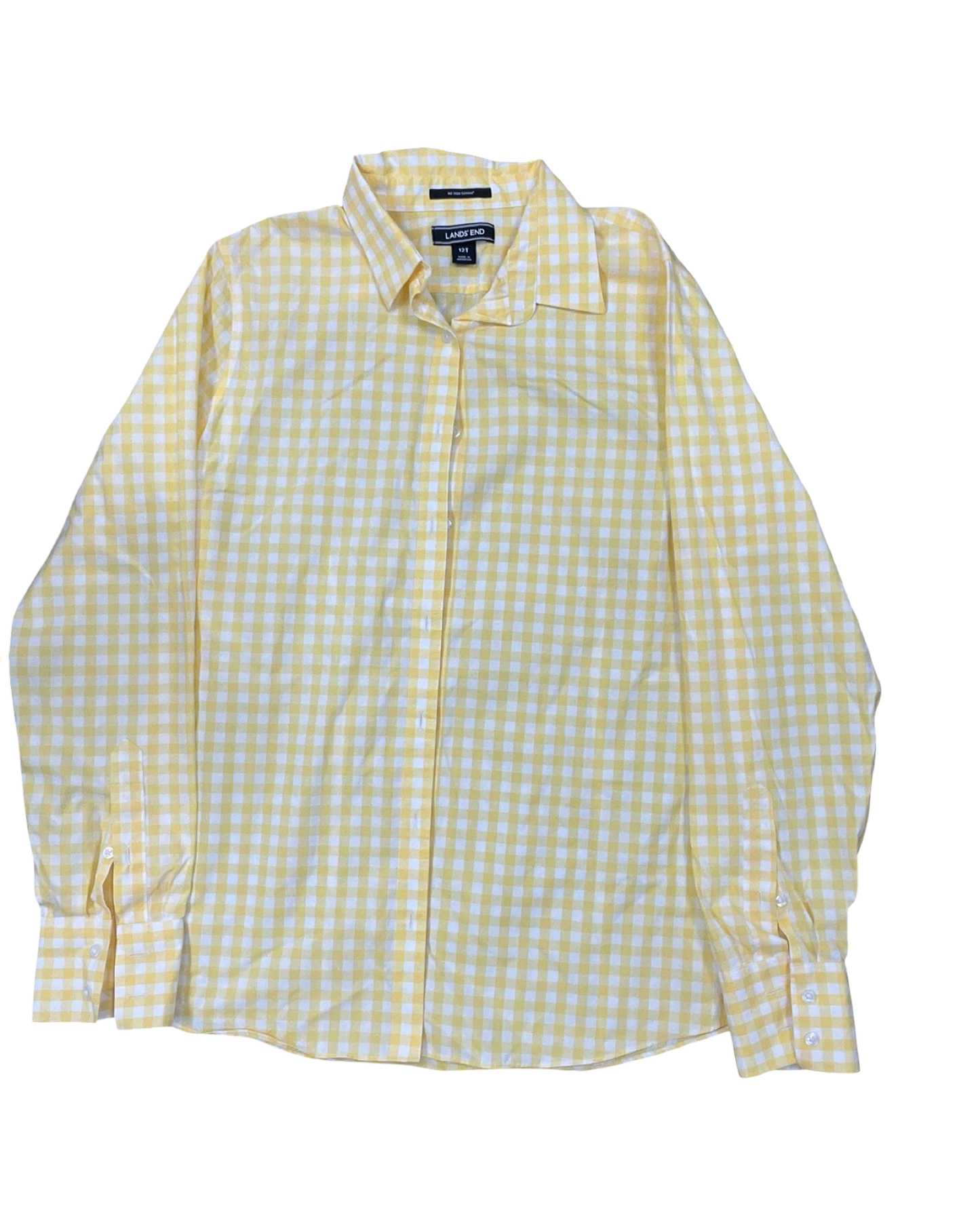 Blouse Ls By Lands End In White & Yellow, Size:L