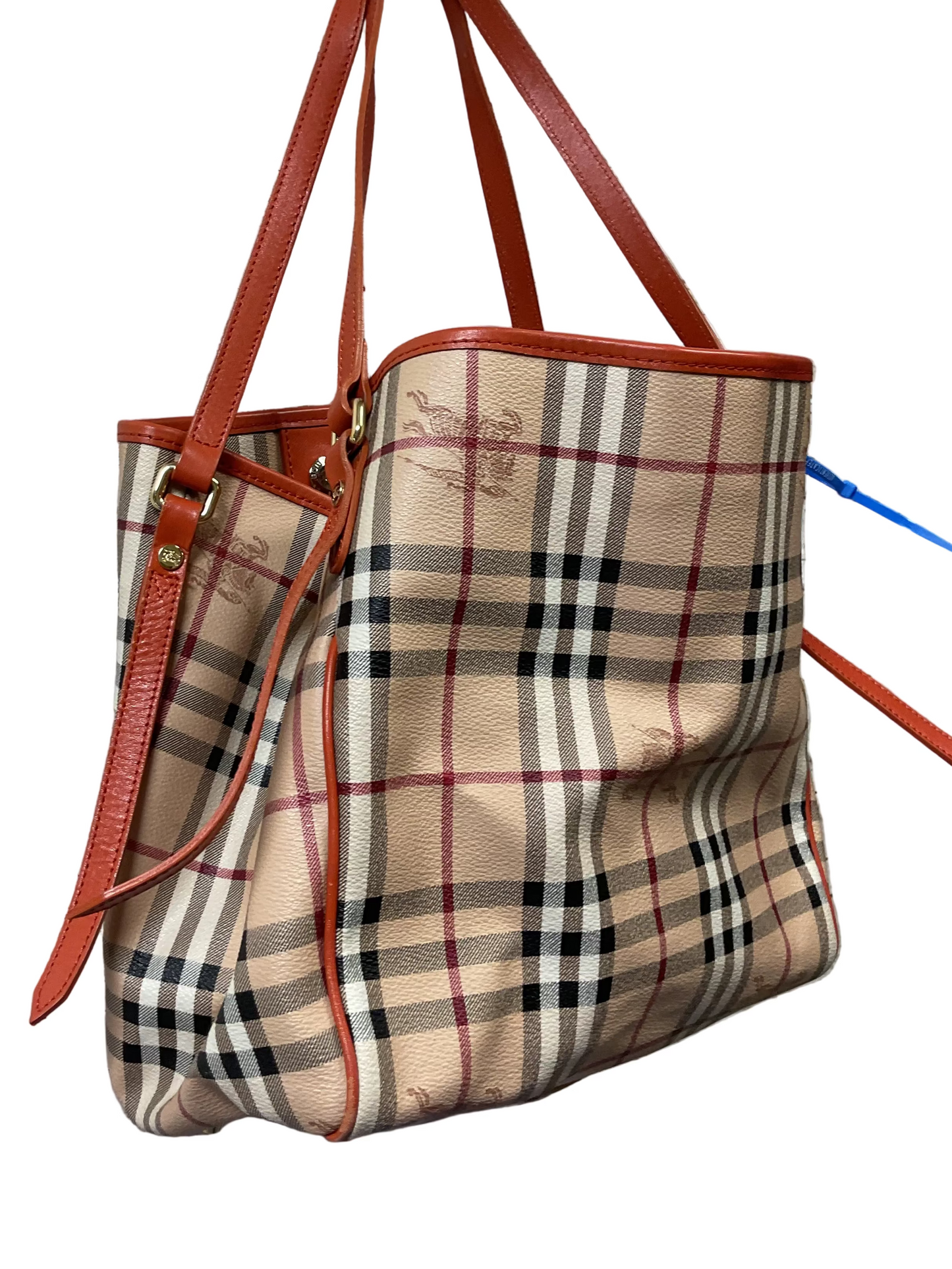 Handbag Luxury Designer By Burberry In Plaid Pattern, Size:Large