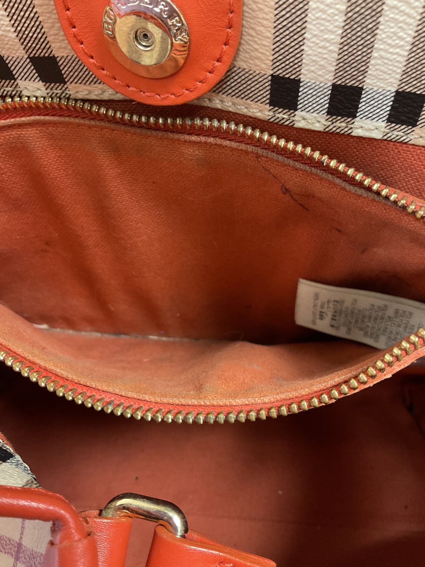 Handbag Luxury Designer By Burberry In Plaid Pattern, Size:Large