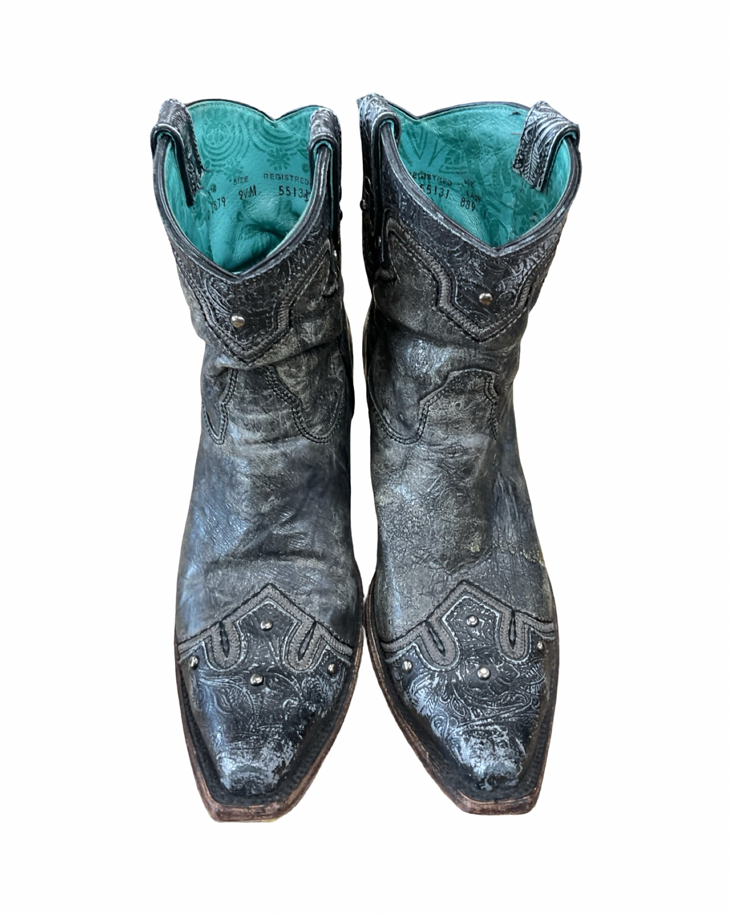 Boots Ankle Heels By Corral In Grey, Size:9.5