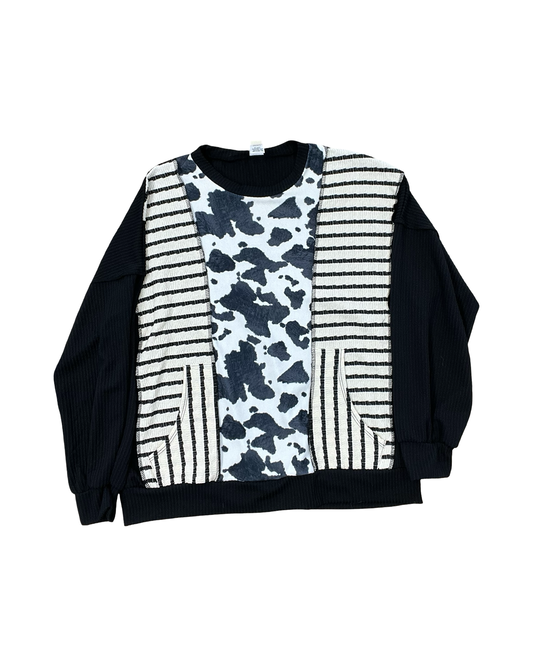 Top Ls By 7Th Ray In Black & Cream, Size:M