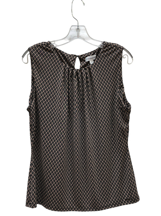 Blouse Sleeveless By Calvin Klein In Black & Brown, Size:L