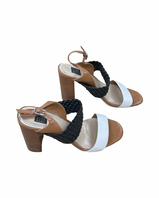 Sandals Heels Block By White House Black Market In Black & White, Size:7.5