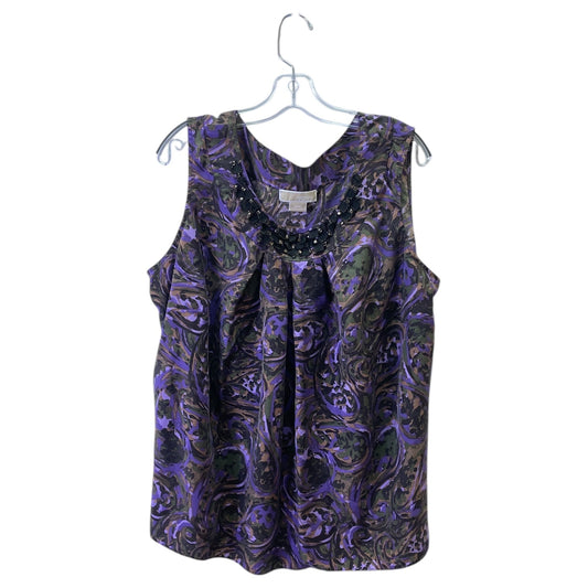 Top Sleeveless Designer By Michael Kors In Purple, Size:1X