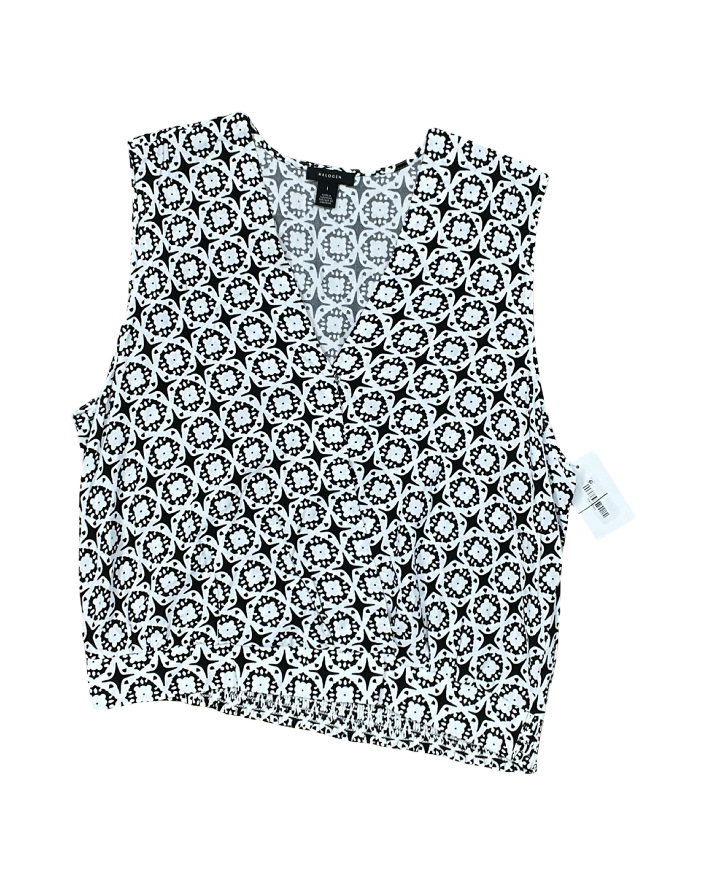 Top Sleeveless By Halogen In Black & White, Size:L